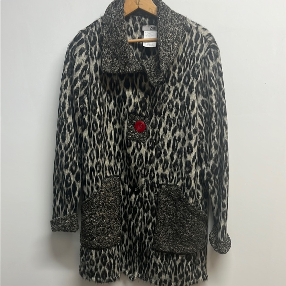 Zoe Black and White Leopard Print Teddy Jacket